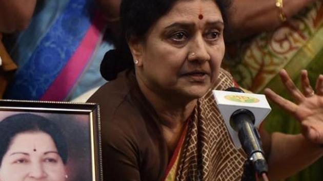 AIADMK removed its jailed general secretary VK Sasikala and her nephew TTV Dinakaran from all party posts on Tuesday.(PTI)