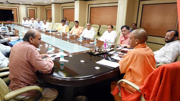 The chief minister met several top officials, including Meerut commissioner and Yamuna Expressway authority chairman Prabhat Kumar, in Lucknow on Tuesday. (HT Photo) The chief minister met several top officials, including Meerut commissioner and Yamuna Expressway authority chairman Prabhat Kumar, in Lucknow on Tuesday. (HT Photo)