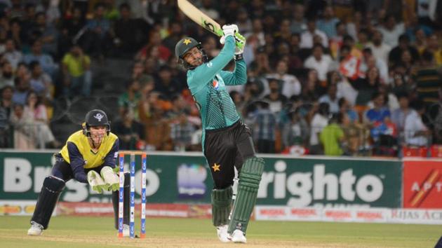 Shoaib Malik’s blitz then took Pakistan to 174/6. The former captain also became Pakistan’s highest run-getter in T20Is in the process. (PCB official/Twitter)