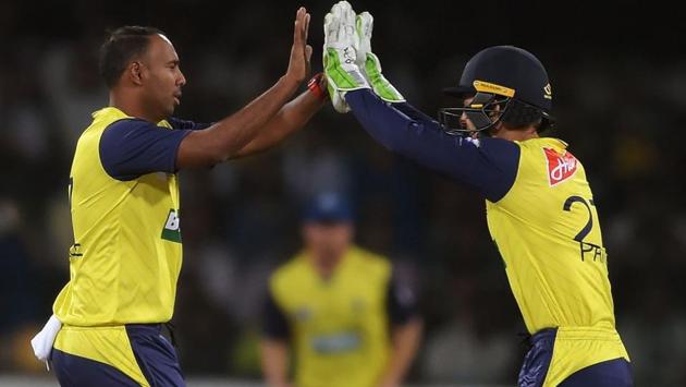 Samuel Badree and Thisara Perera took two wickets each to put brakes during the Pakistani innings. (ICC/Twitter)