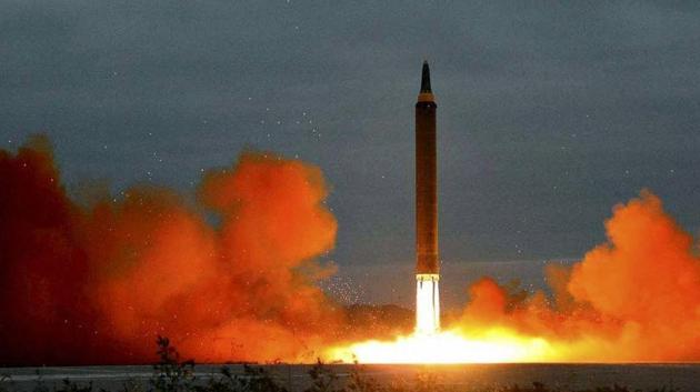 This August 29, 2017 photo distributed by the North Korean government shows what was said to be the test launch of a Hwasong-12 intermediate range missile in Pyongyang, North Korea. North Korean leader Kim Jong Un called for more ballistic missile tests targeting the Pacific Ocean, a day after his nation for the first time flew a ballistic missile designed to carry a nuclear payload over Japan. (AP) This August 29, 2017 photo distributed by the North Korean government shows what was said to be the test launch of a Hwasong-12 intermediate range missile in Pyongyang, North Korea. North Korean leader Kim Jong Un called for more ballistic missile tests targeting the Pacific Ocean, a day after his nation for the first time flew a ballistic missile designed to carry a nuclear payload over Japan. (AP)