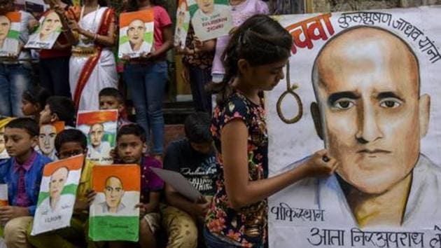 Students protest against Kulbhushan Jadhav’s death sentence at Lalbaugh in Mumbai. (Kunal Patil/HT File Photo) Students protest against Kulbhushan Jadhav’s death sentence at Lalbaugh in Mumbai. (Kunal Patil/HT File Photo)