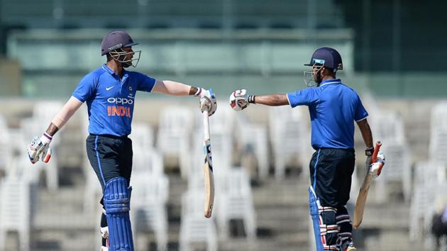 Mayank Agarwal and Shreevats Goswami stitched a 79-run stand for the second wicket but the asking rate mounted. (AFP) 