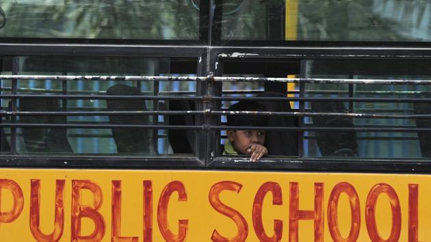 Private schools in Noida and Ghaziabad have increased security,vigilance in school premises.(Sunil Ghosh/HT Photo)