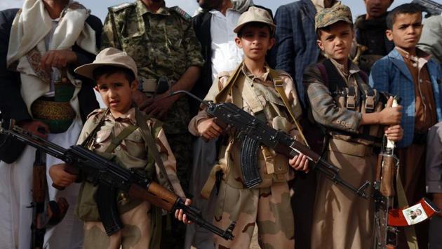 The UN’s annual report on children and armed conflict showed that 785 children were killed and more than 1,000 others wounded in Yemen in 2015. A recent report by the UN human rights office reveals an escalation with more airstrikes in the first half of this year than in all of 2016. Children accounted for 1,184 of those killed and 1,592 injured, mostly from coalition airstrikes. More than 1,700 children, some as young as 10, have been recruited for use in hostilities. (Mohammed Huwais / AFP) The UN’s annual report on children and armed conflict showed that 785 children were killed and more than 1,000 others wounded in Yemen in 2015. A recent report by the UN human rights office reveals an escalation with more airstrikes in the first half of this year than in all of 2016. Children accounted for 1,184 of those killed and 1,592 injured, mostly from coalition airstrikes. More than 1,700 children, some as young as 10, have been recruited for use in hostilities. (Mohammed Huwais / AFP)