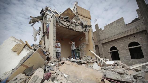 HRW is urging the United Nations Human Rights Council, currently in session, to return the coalition to its yearly ‘list of shame’ for violations against children in war. The UN blacklisted the coalition after concluding in a report released last year that it had been responsible for the majority of children’s deaths in Yemen. But in an embarrassing climbdown, the world body then announced that the coalition would be removed from the list. (Hani Mohammed / AP) HRW is urging the United Nations Human Rights Council, currently in session, to return the coalition to its yearly ‘list of shame’ for violations against children in war. The UN blacklisted the coalition after concluding in a report released last year that it had been responsible for the majority of children’s deaths in Yemen. But in an embarrassing climbdown, the world body then announced that the coalition would be removed from the list. (Hani Mohammed / AP)