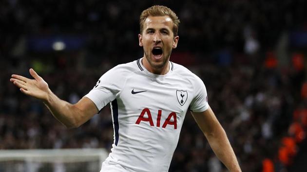 Tottenham Hotspurs’ Harry Kane celebrates after scoring their third goal during the UEFA Champions League Group H match between Tottenham Hotspur and Borussia Dortmund at Wembley Stadium in London, on September 13, 2017. (AFP) Tottenham Hotspurs’ Harry Kane celebrates after scoring their third goal during the UEFA Champions League Group H match between Tottenham Hotspur and Borussia Dortmund at Wembley Stadium in London, on September 13, 2017. (AFP)