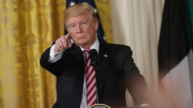 US President Donald Trump takes a question while holding a news conference in the East Room of the White House in Washington.(REUTERS)