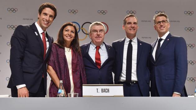 Paris and Los Angeles were officially crowned by the International Olympic Committee as the hosts of the 2024 and 2028 Olympic Games, respectively. (AFP) Paris and Los Angeles were officially crowned by the International Olympic Committee as the hosts of the 2024 and 2028 Olympic Games, respectively. (AFP)