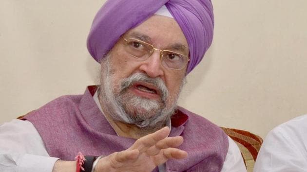 Union minister of state for housing and urban affairs Hardeep Singh Puri addressing a press conference in Amritsar on Thursday. (Sameer Sehgal/HT) Union minister of state for housing and urban affairs Hardeep Singh Puri addressing a press conference in Amritsar on Thursday. (Sameer Sehgal/HT)