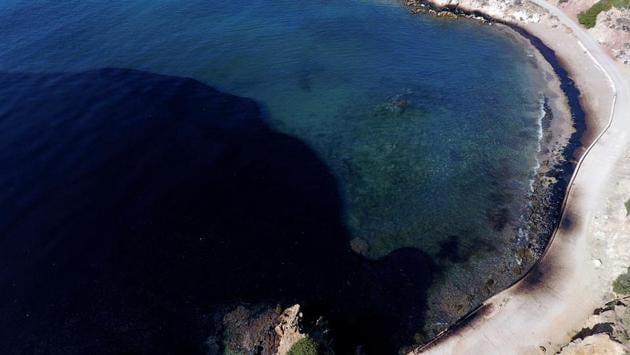 The entire bay on the south-east of the island has been affected by the oil spill. The full clean-up of the spill will likely require a span of four months. Merchant marine minister Panagiotis Kouroublis, who did not interrupt a trip to London over the incident, is visiting the area on Thursday. He insists that every available resource has been thrown at the oil slick. (Giorgos Moutafis / Reuters) 