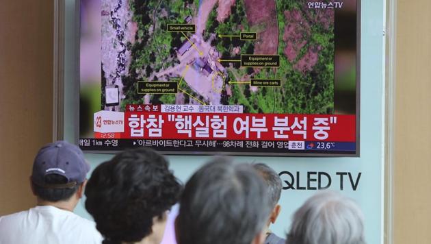 People watch a TV news reporting about a possible nuclear test conducted by North Korea ,at the Seoul Railway station in Seoul, South Korea. (AP File Photo) People watch a TV news reporting about a possible nuclear test conducted by North Korea ,at the Seoul Railway station in Seoul, South Korea. (AP File Photo)