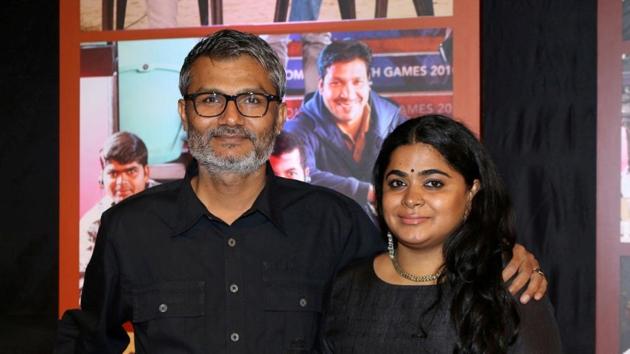 Filmmaker Nitesh Tiwari with his wife and filmmaker Ashwini Iyer Tiwari during the success party of film Dangal in Mumbai.(IANS)
