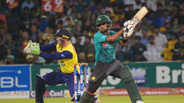 Babar Azam supported Shehzad well and scored a 31-ball 48, studded with five boundaries. (Twitter/ PCB OFFICIAL ) Babar Azam supported Shehzad well and scored a 31-ball 48, studded with five boundaries. (Twitter/ PCB OFFICIAL )
