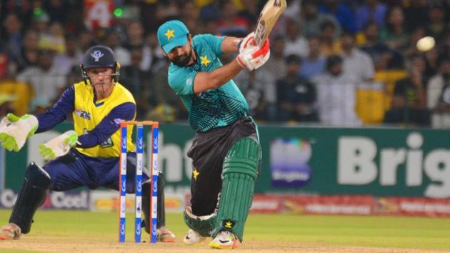 However, Shehzad missed out on a well-deserved century as he was dismissed for 89. Shoaib Malik’s unbeaten 7-ball 17 then propelled Pakistan to 183/4. (Twitter/PCB OFFICIAL ) However, Shehzad missed out on a well-deserved century as he was dismissed for 89. Shoaib Malik’s unbeaten 7-ball 17 then propelled Pakistan to 183/4. (Twitter/PCB OFFICIAL )