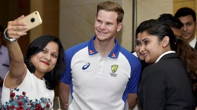 Steve Smith, Australian cricket team captain, obliges fans with a selfie during a welcoming ceremony organised by Australian Consul-General in Chennai. (PTI) Steve Smith, Australian cricket team captain, obliges fans with a selfie during a welcoming ceremony organised by Australian Consul-General in Chennai. (PTI)