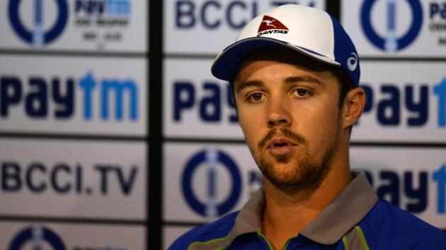 Australian cricketer Travis Head briefs the press ahead of the first ODI beginning on September 17 against India in Chennai. (AFP) Australian cricketer Travis Head briefs the press ahead of the first ODI beginning on September 17 against India in Chennai. (AFP)