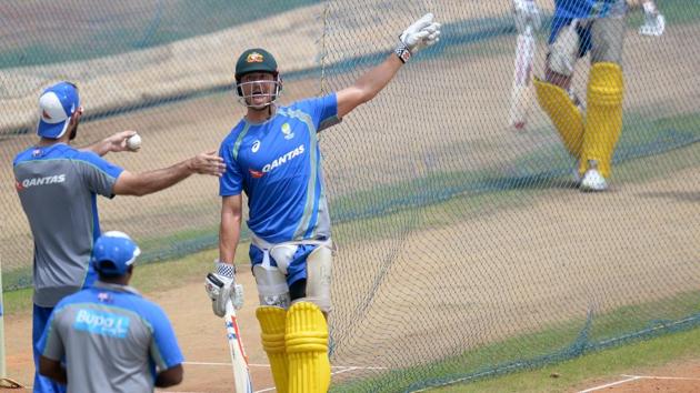 Marcus Stoinis blasted 76 and took a wicket as he staked a claim to be included in the first ODI in Chennai. (AFP) Marcus Stoinis blasted 76 and took a wicket as he staked a claim to be included in the first ODI in Chennai. (AFP)