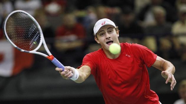 Brayden Schnur was the underdog vs Ramkumar Ramanathan but he still won the first set 7-5. (AP)