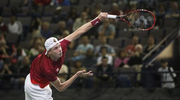 Denis Shapovalov, Canada’s highest ranked player, then took on Yuki Bhambri in the second match of the tie. Shapovalov won the first two sets of the match. (AP)