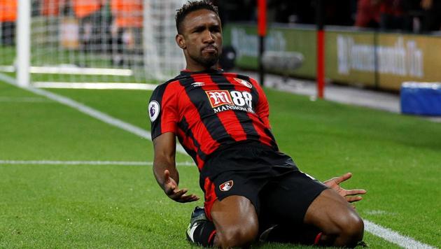 Bournemouth's Jermain Defoe celebrates scoring their second goal vs Brighton and Hove Albion.(REUTERS)