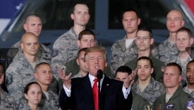 U.S. President Donald Trump delivers remarks to military personnel and families at Joint Base Andrews in Maryland, U.S., September 15, 2017.(REUTERS Photo)