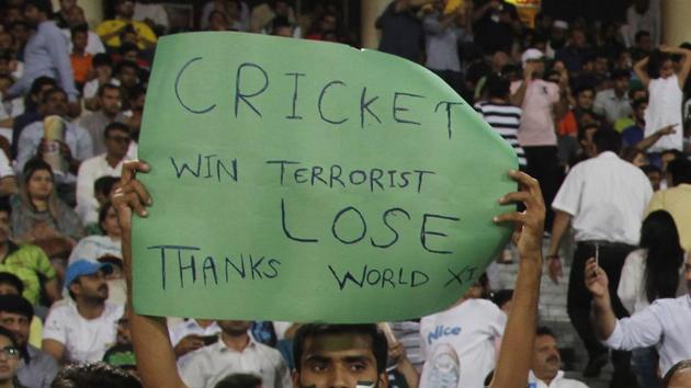 The country has witnessed several deadly terror attacks and fans made it a point to highlight that this series was a victory against terrorism (AP) The country has witnessed several deadly terror attacks and fans made it a point to highlight that this series was a victory against terrorism (AP)