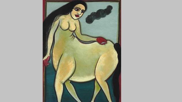 ‘Kamdhenu’ by Gogi Saroj Pal on display at the Punjab Kala Bhawan, Sector 16, in Chandigarh. (HT Photo) ‘Kamdhenu’ by Gogi Saroj Pal on display at the Punjab Kala Bhawan, Sector 16, in Chandigarh. (HT Photo)