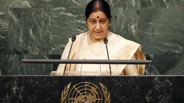 External Affairs minister Sushma Swaraj during a 2015 session of the United Nations General Assembly in New York. (Reuters File Photo) External Affairs minister Sushma Swaraj during a 2015 session of the United Nations General Assembly in New York. (Reuters File Photo)