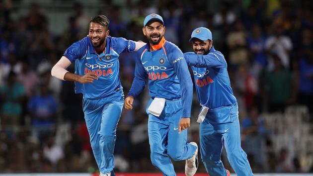 Hardik Pandya joined the party, taking the wickets of Steve Smith and Travis Head. (REUTERS) Hardik Pandya joined the party, taking the wickets of Steve Smith and Travis Head. (REUTERS)