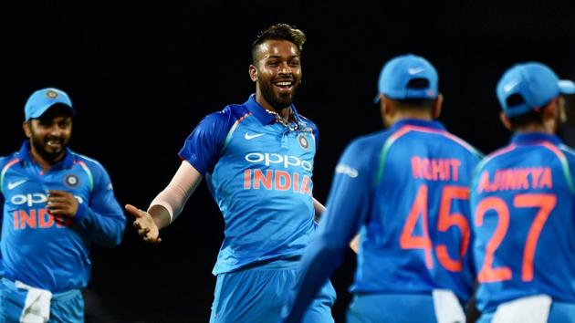 Hardik Pandya’s 66-ball 83 and 2/28 helped India beat Australia by 26 runs in the rain-hit first ODI in Chennai. (PTI) Hardik Pandya’s 66-ball 83 and 2/28 helped India beat Australia by 26 runs in the rain-hit first ODI in Chennai. (PTI)