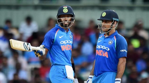 Riding on solid knocks from Hardik Pandya and MS Dhoni, India beat Australia by 26 runs in the rain-hit first ODI in Chennai. (PTI) Riding on solid knocks from Hardik Pandya and MS Dhoni, India beat Australia by 26 runs in the rain-hit first ODI in Chennai. (PTI)