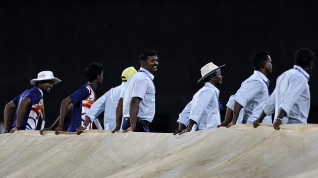 Rain delayed start of Australia’s innings as it was reduced to 21 overs and Australia’s target was 164. (AP) Rain delayed start of Australia’s innings as it was reduced to 21 overs and Australia’s target was 164. (AP)