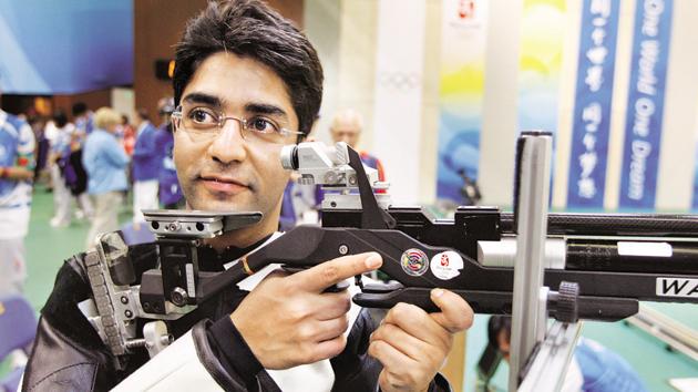 Abhinav Bindra poses for a photo after the men's 10m air rifle final at the 2008 Olympics in Beijing on August 11, 2008. Bindra won a historic gold medal.(AP)