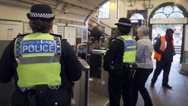 Transport police keep guard at Parsons Green station in London, Monday. (AP Photo) Transport police keep guard at Parsons Green station in London, Monday. (AP Photo)