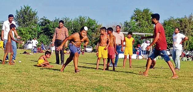 District-level sports event of primary schools was organised at Mastuana Sahib in Sangrur.(HT Photo)