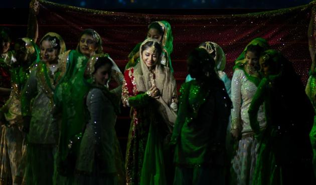 A still from the theatrical musical play based on the film Mughal-e-Azam.