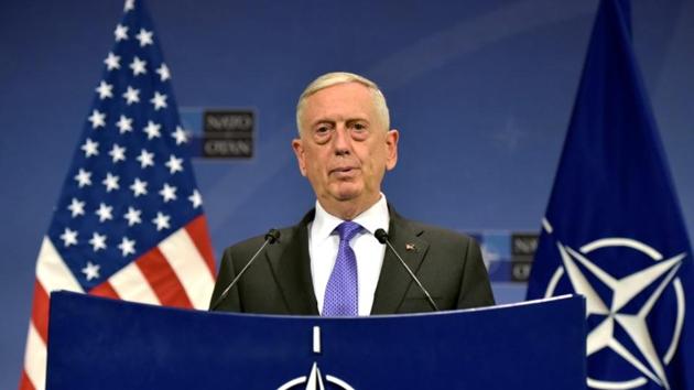 US defence secretary Jim Mattis at a news conference after a NATO defence ministers meeting at the headquarters in Brussels, Belgium, on June 29, 2017. (Reuters) US defence secretary Jim Mattis at a news conference after a NATO defence ministers meeting at the headquarters in Brussels, Belgium, on June 29, 2017. (Reuters)
