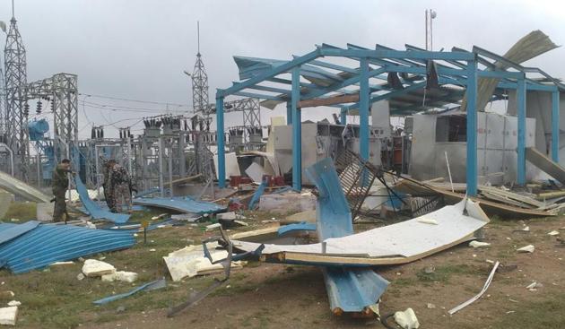 The control room of the private solar power company that was blown up by Maoists in Bihar’s Gaya district on Tuesday. (HT photo) The control room of the private solar power company that was blown up by Maoists in Bihar’s Gaya district on Tuesday. (HT photo)