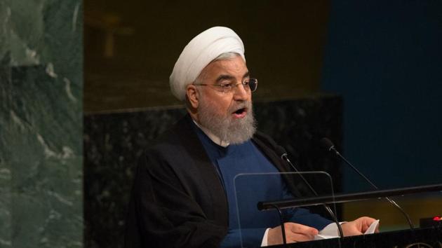 Islamic Republic of Iran's President Hassan Rouhani speaks during the U.N. General Assembly at the United Nations on September 20, 2017 in New York, New York.(AFP)