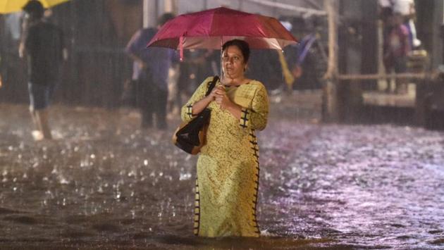 Three weeks after a deluge, rains returned to haunt Mumbai with city receiving 303.7 mm of rainfall between Tuesday and Wednesday mornings, the second highest after the 318.2mm recorded on September 12, 1981. Parts of Colaba, Churchgate, CST, Dadar, Worli, Bandra, Santacruz, Vile Parle, Andheri, and Borivali received very heavy rainfall. (Kunal Patil / HT Photo) Three weeks after a deluge, rains returned to haunt Mumbai with city receiving 303.7 mm of rainfall between Tuesday and Wednesday mornings, the second highest after the 318.2mm recorded on September 12, 1981. Parts of Colaba, Churchgate, CST, Dadar, Worli, Bandra, Santacruz, Vile Parle, Andheri, and Borivali received very heavy rainfall. (Kunal Patil / HT Photo)