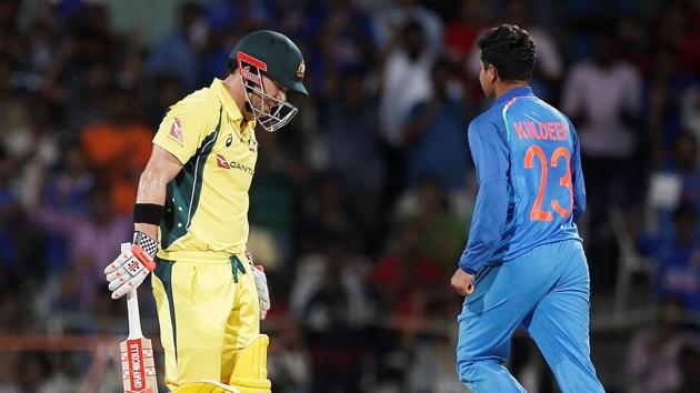Kuldeep Yadav dismissed David Warner during the Dharamsala Test and he also dismissed the dashing left-hander during the India vs Australia ODI in Chennai. (REUTERS) Kuldeep Yadav dismissed David Warner during the Dharamsala Test and he also dismissed the dashing left-hander during the India vs Australia ODI in Chennai. (REUTERS)