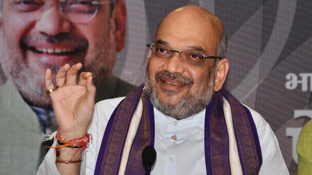 BJP national president Amit Shah addresses a press conference in Dehradun, India, on Wednesday, Sep 20, 2017.(Santosh Kumar/Hindustan Times)