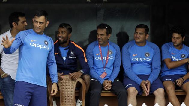 MS Dhoni and other members of the Indian cricket team wait for practice. (AP) MS Dhoni and other members of the Indian cricket team wait for practice. (AP)