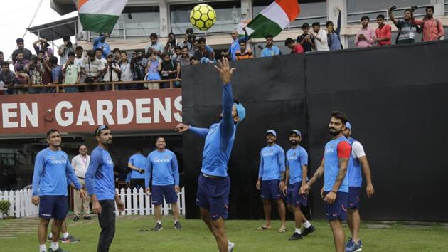 The Indian cricket team decided to make use of the limited facilities and they had a short practice session. (AP) The Indian cricket team decided to make use of the limited facilities and they had a short practice session. (AP)