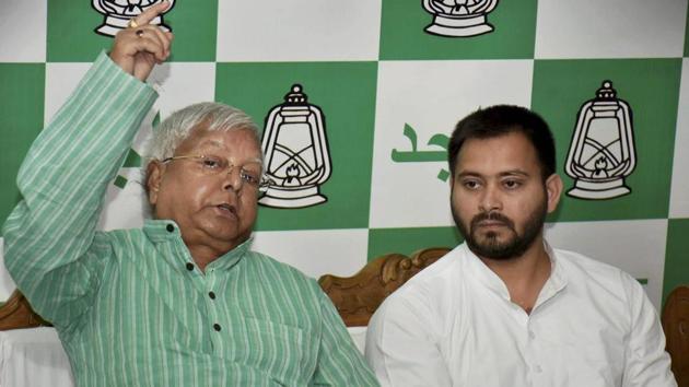RJD Chief Lalu Prasad addressing a press conference with Former Bihar Deputy CM Tejashwi Yadav in Patna on Tuesday. (PTI) RJD Chief Lalu Prasad addressing a press conference with Former Bihar Deputy CM Tejashwi Yadav in Patna on Tuesday. (PTI)