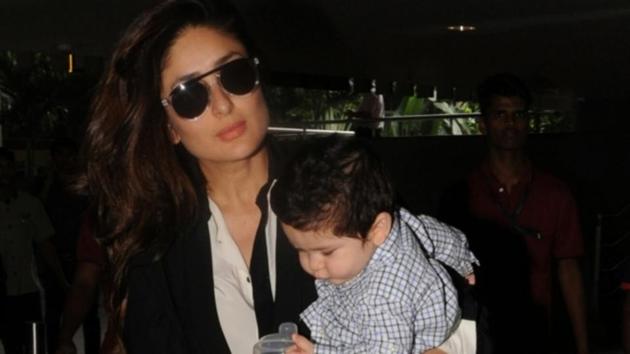 Kareena Kapoor Khan along with her son Taimur Ali Khan spotted at Chhatrapati Shivaji Maharaj International airport in Mumbai.(IANS)