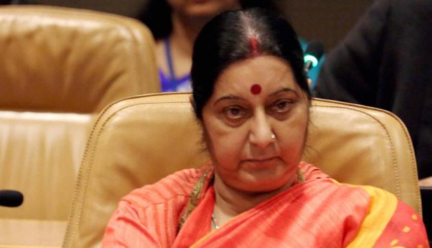 External affairs minister Sushma Swaraj attends NAM meeting on Palestine in UN in New York on Tuesday.(PTI)