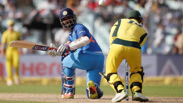 Ajinkya Rahane plays a shot during the second India vs Australia ODI in Kolkata. (REUTERS) Ajinkya Rahane plays a shot during the second India vs Australia ODI in Kolkata. (REUTERS)