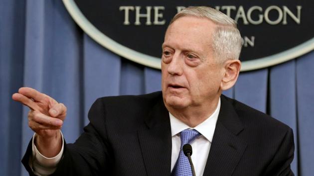 US Defence Secretary James Mattis gestures to the media at the Pentagon in Washington in April 2017(REUTERS File Photo)